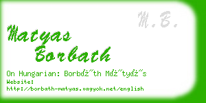 matyas borbath business card